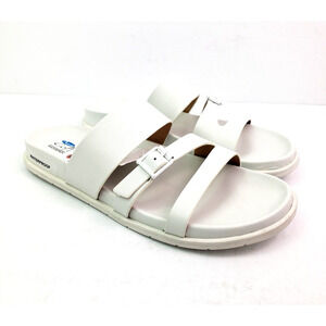 Aqua College Sloan Womens Size 9.5 White Leather Slip On Slide Sandals B3504 107